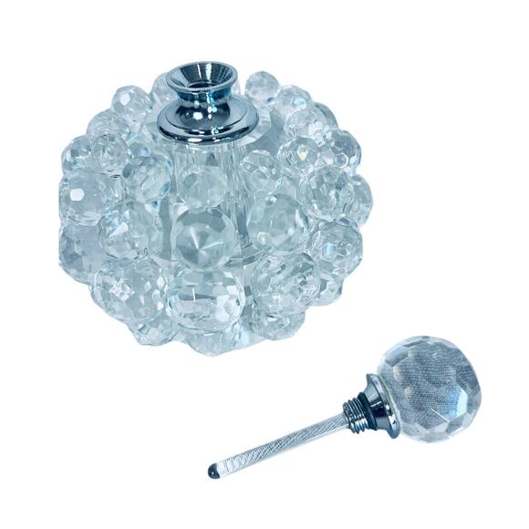 Vintage Crystal Perfume Bottle1970s Hollywood Glam Faceted Glass Vanity Decor